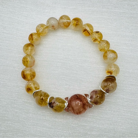 Venus and Vulcan Jewelry - Golden Healer & Fire Quartz Stretchy Bracelet